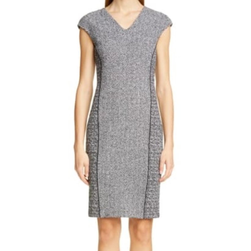 St. John Abby Boucle Knit Sheath Dress